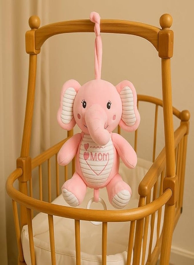 SMILE BABY Plush Hanging Toy Rattles for Crib and Stroller Keep Your Baby Entertained and Engaged. Soft, Colorful, and Safe, They Stimulate Sensory Development and are Perfect for Playtime Fun (PINK ELEPHANT) - Image 5